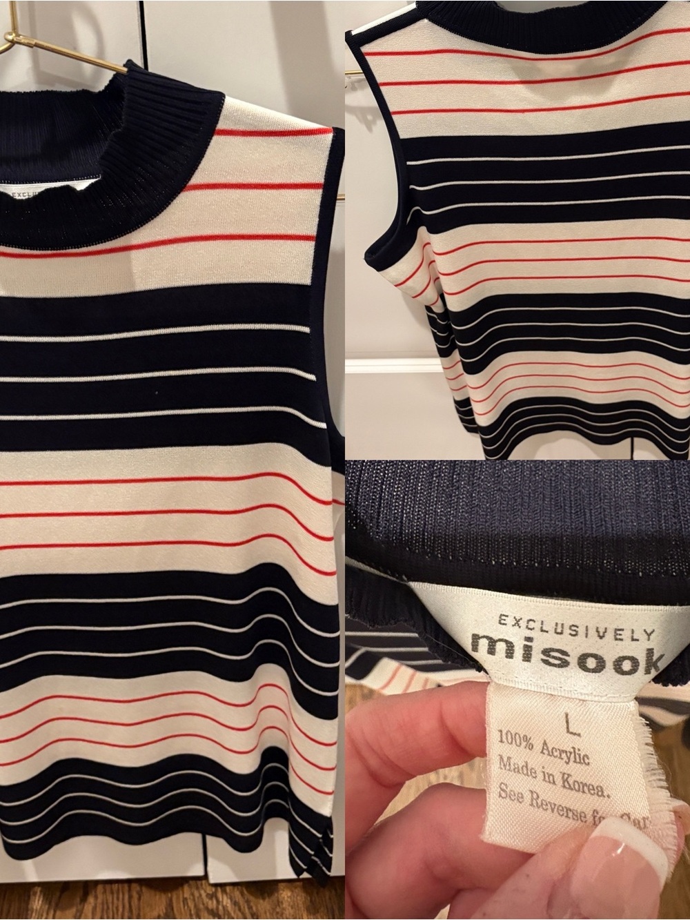Misook Sleeveless Striped Knit Top
